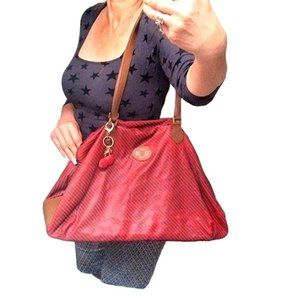 Rare Gucci Tote XL Shoulder Bag Brown Red Striped Vintage Limited Edition Glam